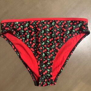 wild fable Black Cherry-Print Bikini Bottoms with Red Trim